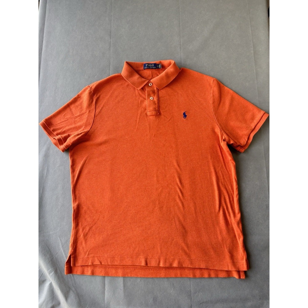 Polo Ralph Lauren Shirt Men L Orange Preppy‎  Short Sleeve Classic